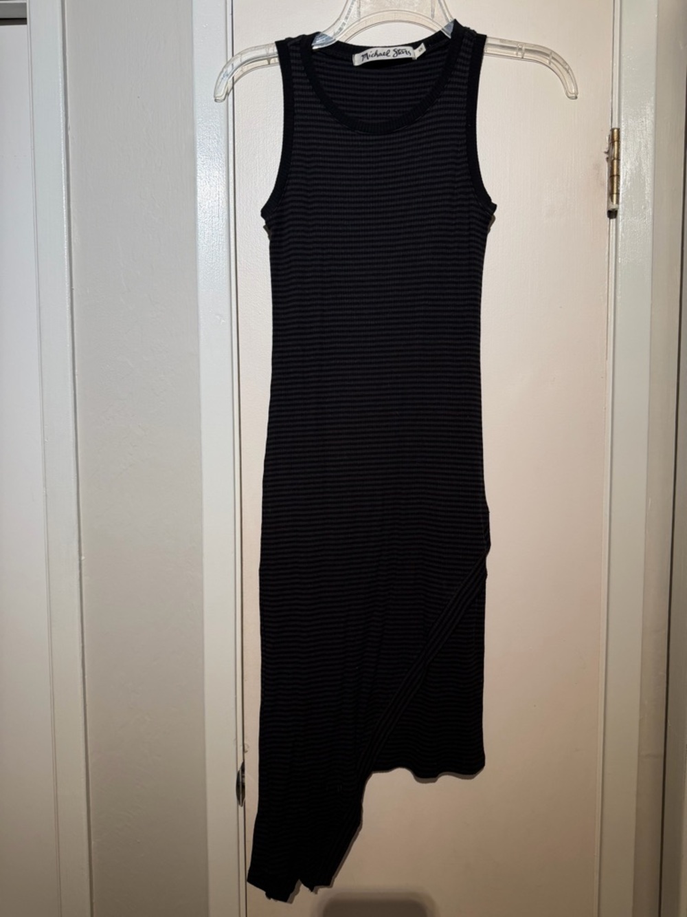 Michael Stars Black Asymmetrical Ribbed Tank Dress